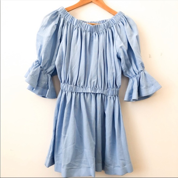 NWT Blue Off the Shoulder Bell Sleeve Dress - Picture 2 of 4